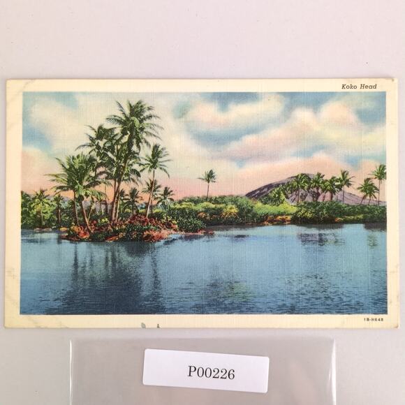 Vintage Koko Head Oahu Hawaii Linen Postcard 1943 WWII Era Censor Stamp Tropical - Picture 1 of 2